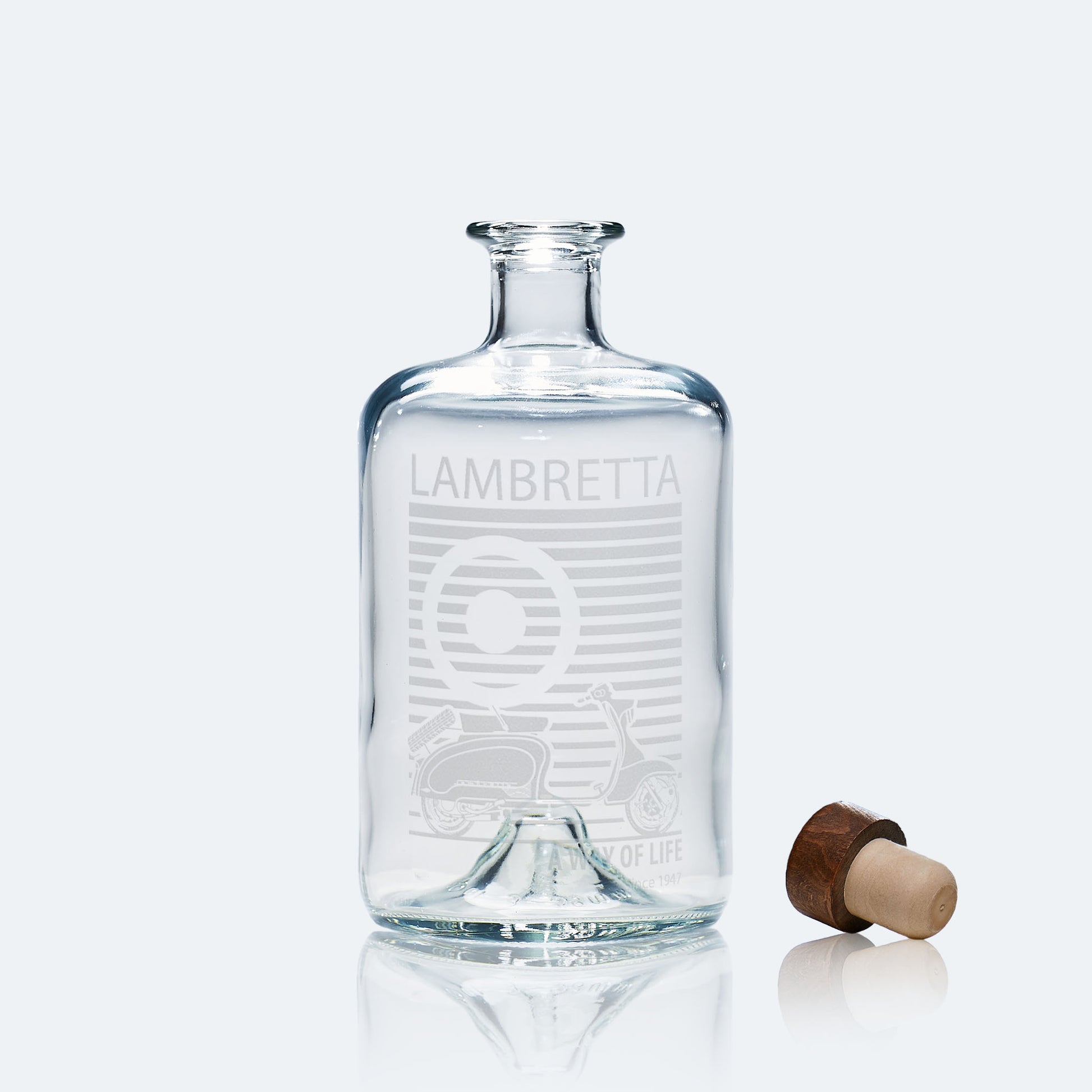 Glass decanter engraved with Lambretta TV175 Scooter and MOD target