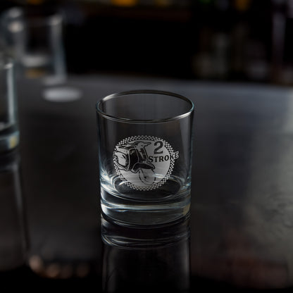 lambretta scooter engraved on a whisky glass