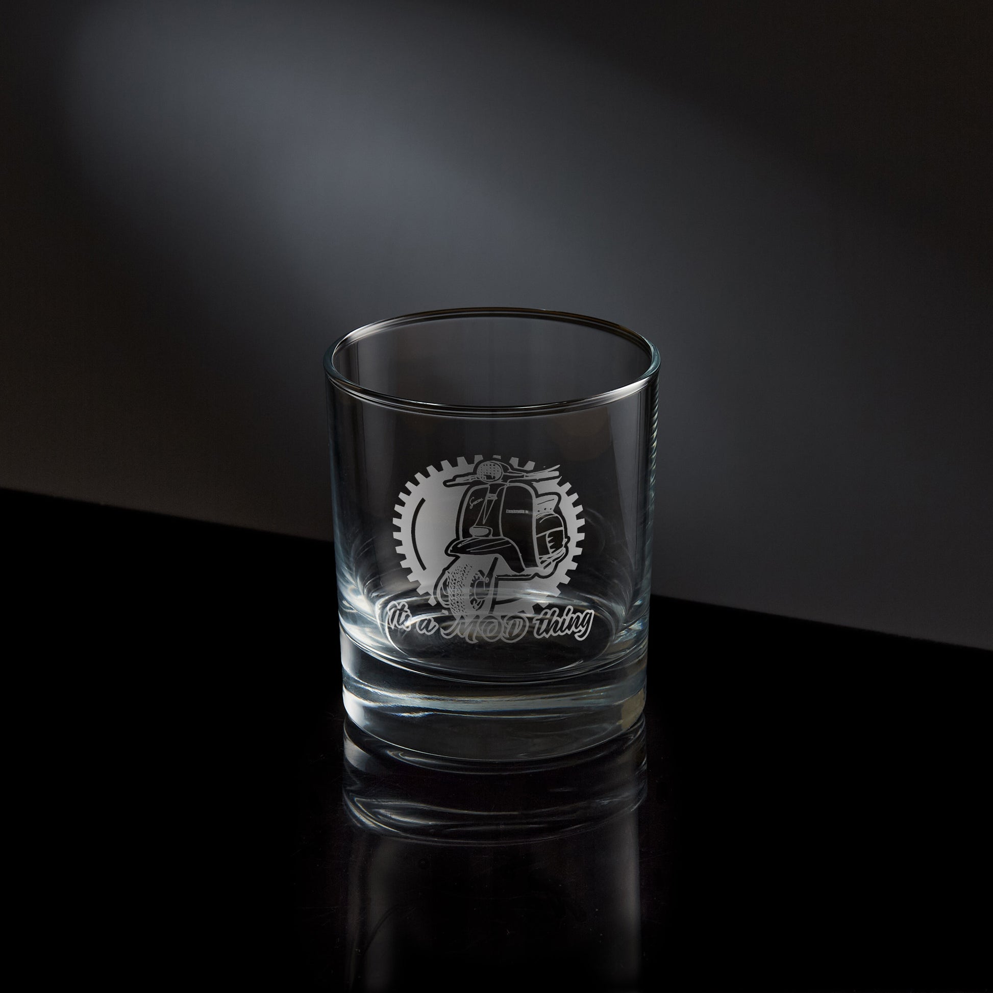 lambretta li special scooter engraved on a whisky glass