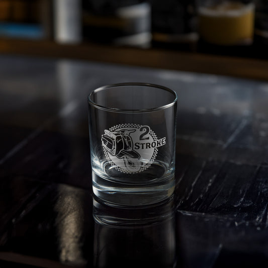 lambretta li special scooter engraved on a whisky glass