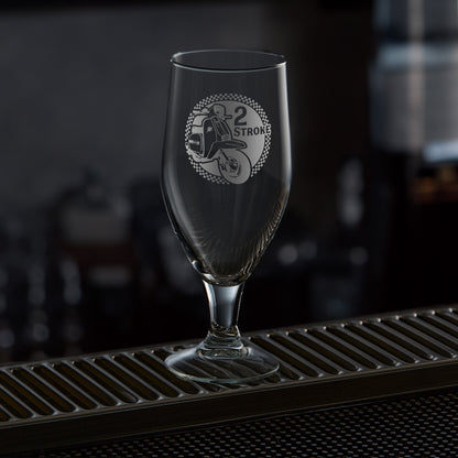 stemmed beer glass engraved with a lambretta scooter series 3 gp