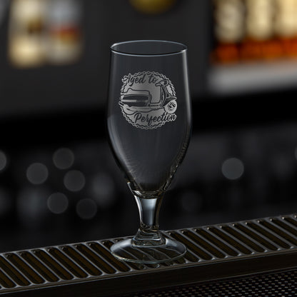 stemmed beer glass engraved with a lambretta scooter series 3 gp