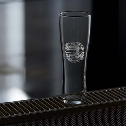 Pint glass engraved with a vintage lambretta gp scooter design