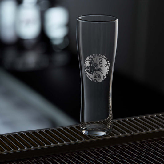 Pint glass engraved with a vintage lambretta gp scooter design