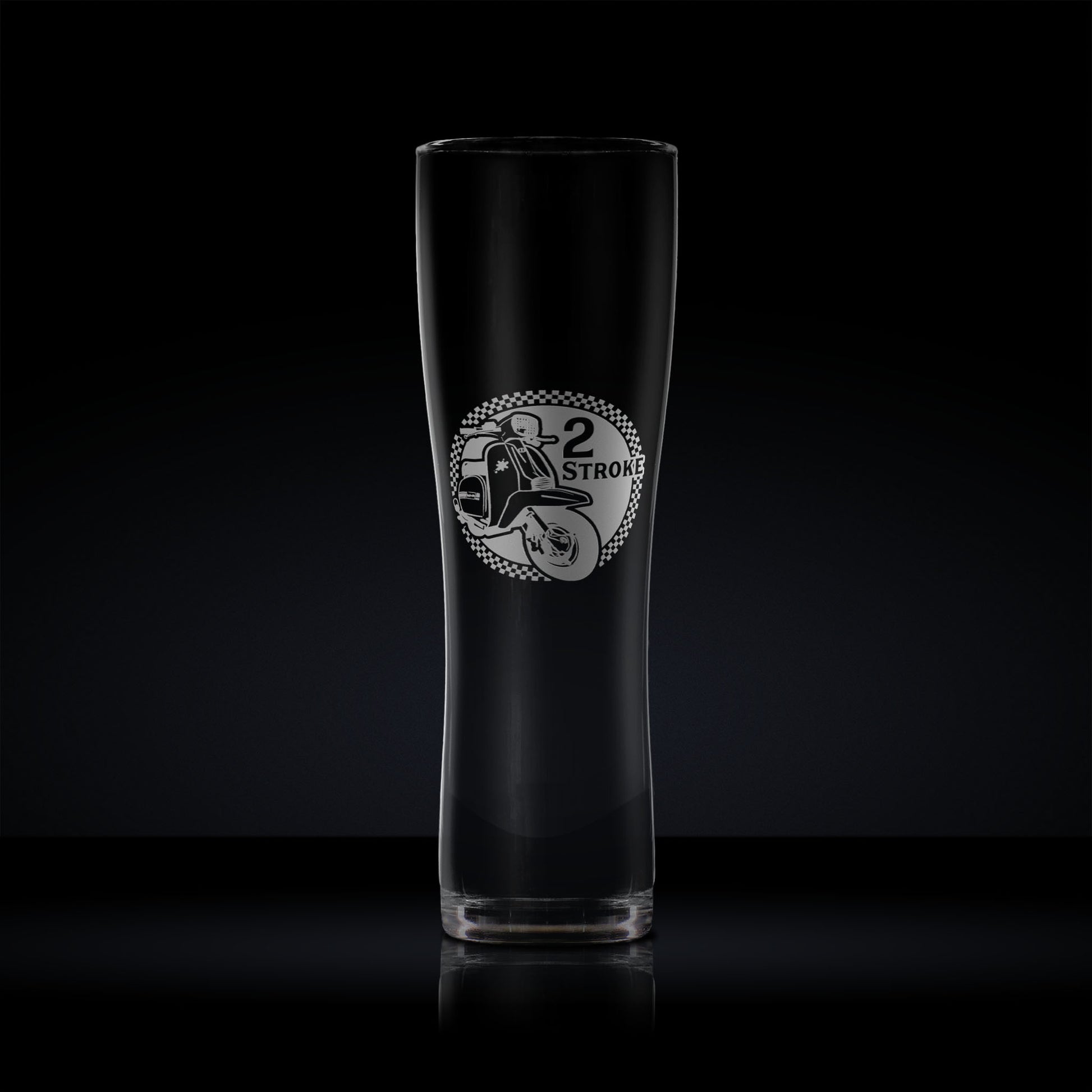 Pint glass engraved with a vintage lambretta gp scooter design