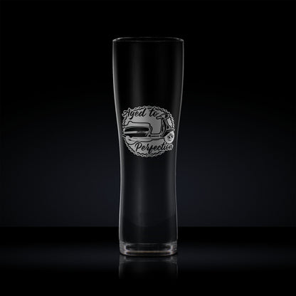 Pint glass engraved with a vintage lambretta gp scooter design