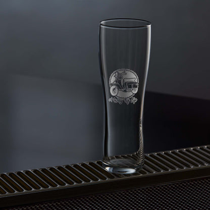 Pint glass engraved with a vintage lambretta Li special scooter design