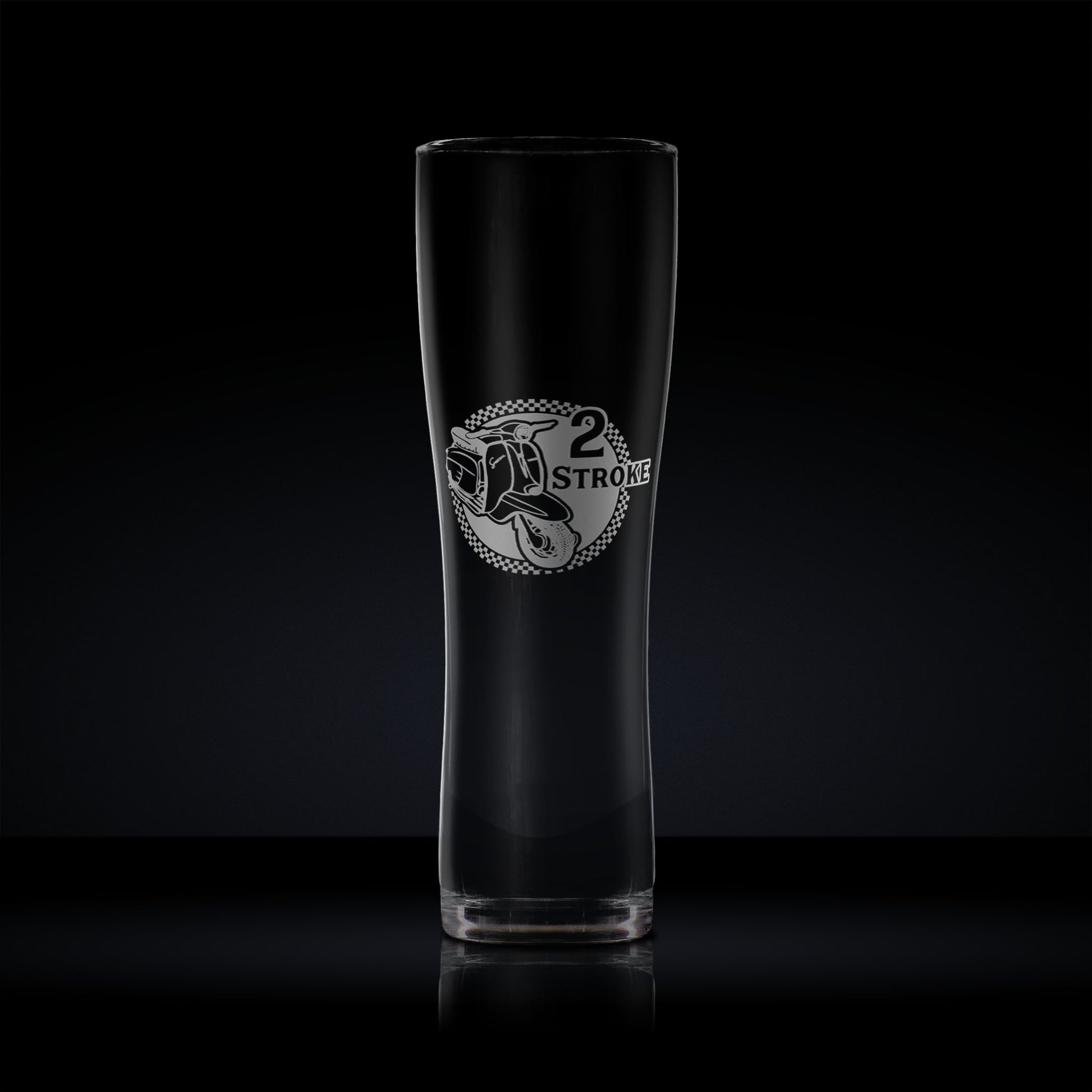 Pint glass engraved with a vintage lambretta Li special scooter design