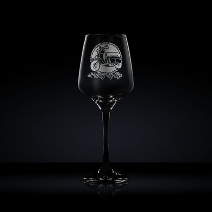 Engraved Wine Glass etched with a lambretta li special scooter