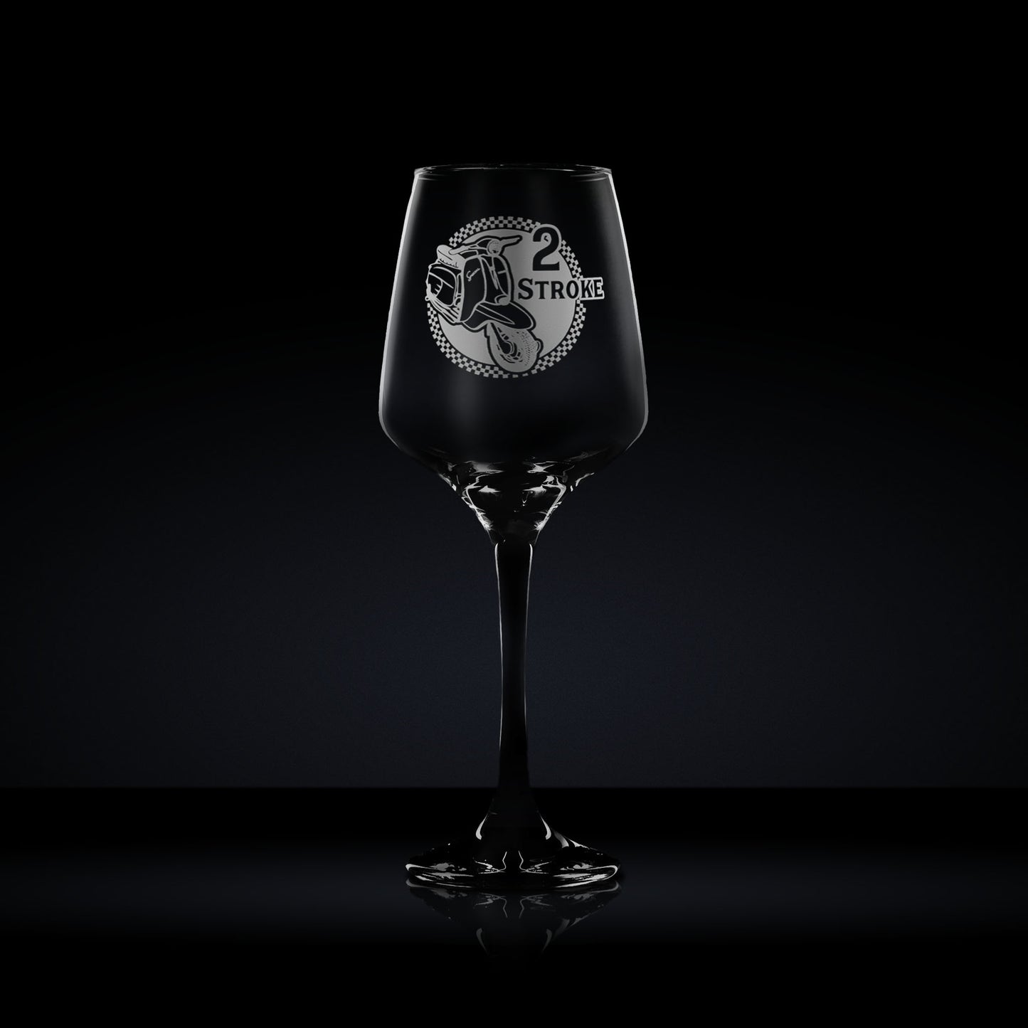 Engraved Wine Glass etched with a lambretta li special scooter