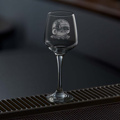 Engraved Wine Glass etched with a lambretta li special scooter