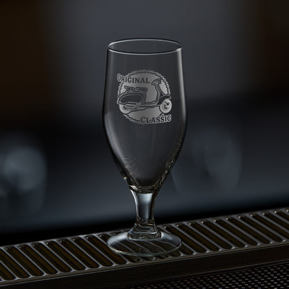 stemmed beer glass engraved with a lambretta scooter series 2 li125