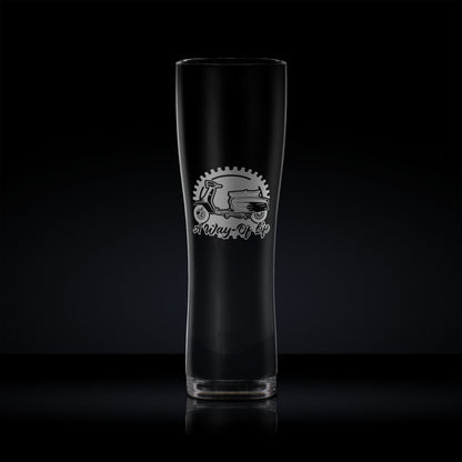 Pint glass engraved with a vintage lambretta series 3 sx200 scooter design