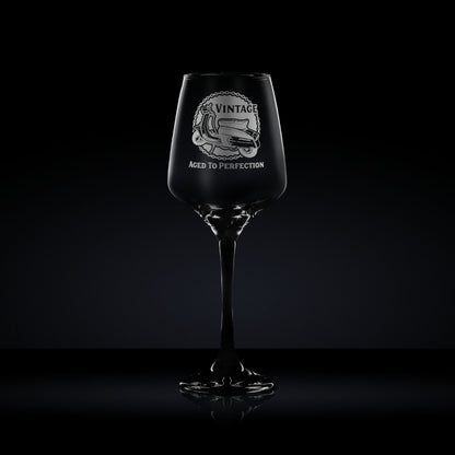 Wine Glass engraved with a vintage lambretta sx scooter