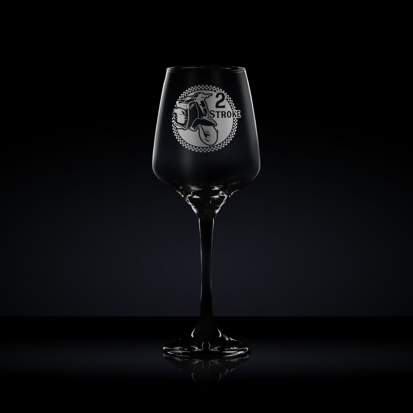 Wine Glass engraved with a vintage lambretta sx scooter