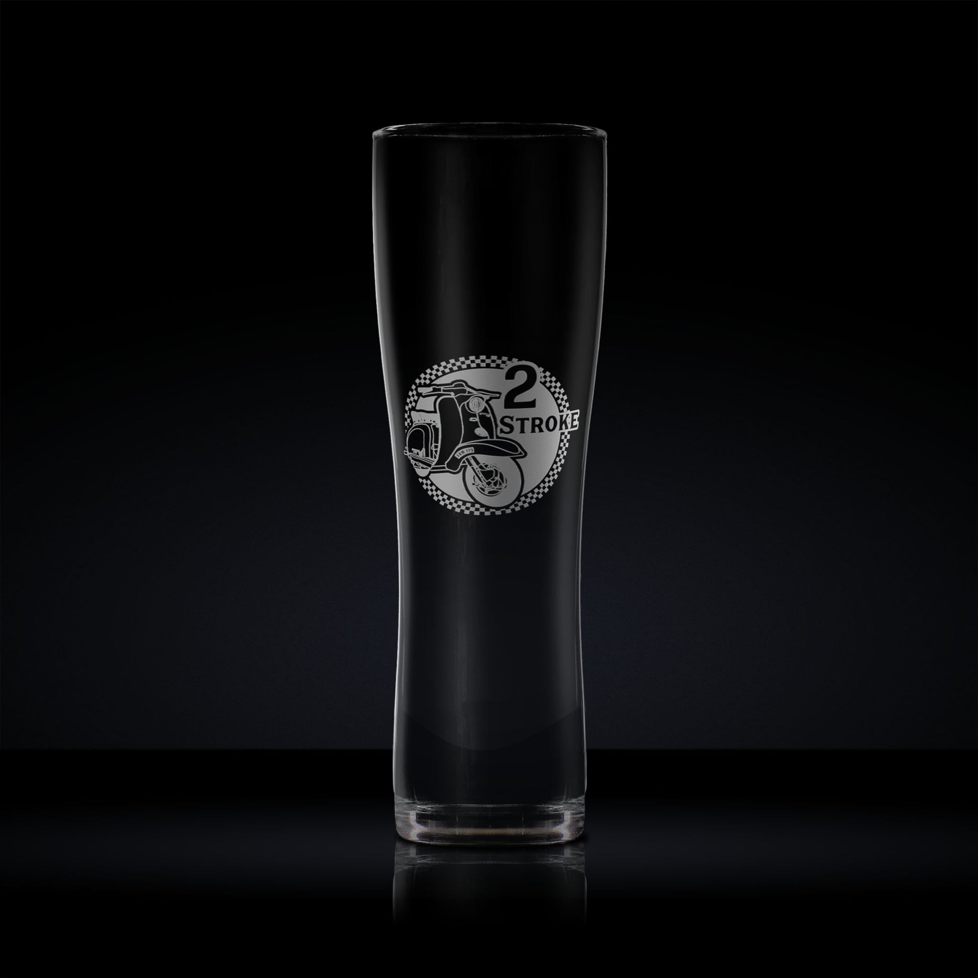 Pint glass engraved with a vintage lambretta series 1 TV175 scooter design