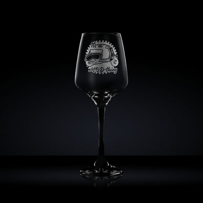 Wine glass etched with a lambretta tv175 scooter