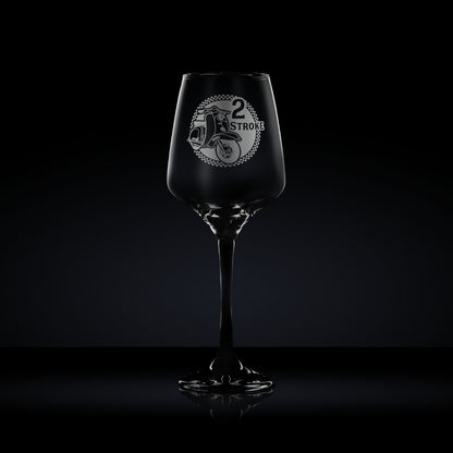 Wine glass etched with a lambretta tv175 scooter