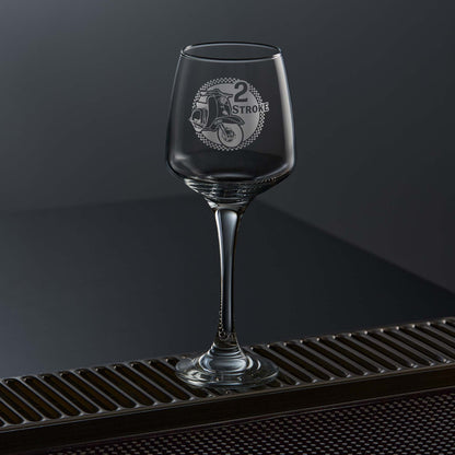 Wine glass etched with a lambretta tv175 scooter