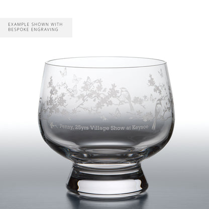 Personalised presentation bowl engraved with garden birds, flowers and butterflies
