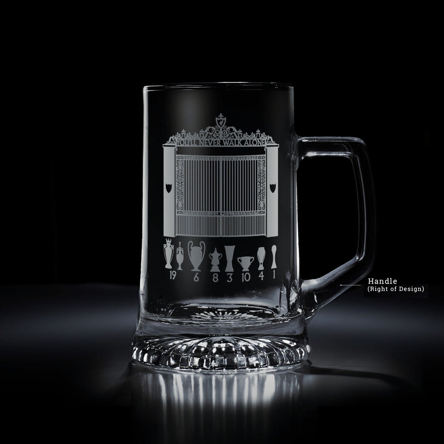 LFC engraved glass tankard