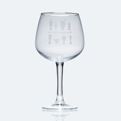 balloon gin glass engraved with liverpool football club's walk of champions trophy collection