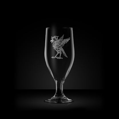 liverpool stemmed beer glasses engraved with liverbird bella 