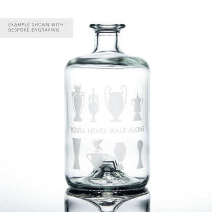 Engraved Liverpool decanter with championship football trophies and Liverbird design