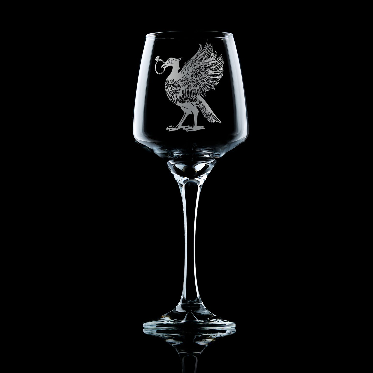 Liverbird Engagement Ring Wine Glass