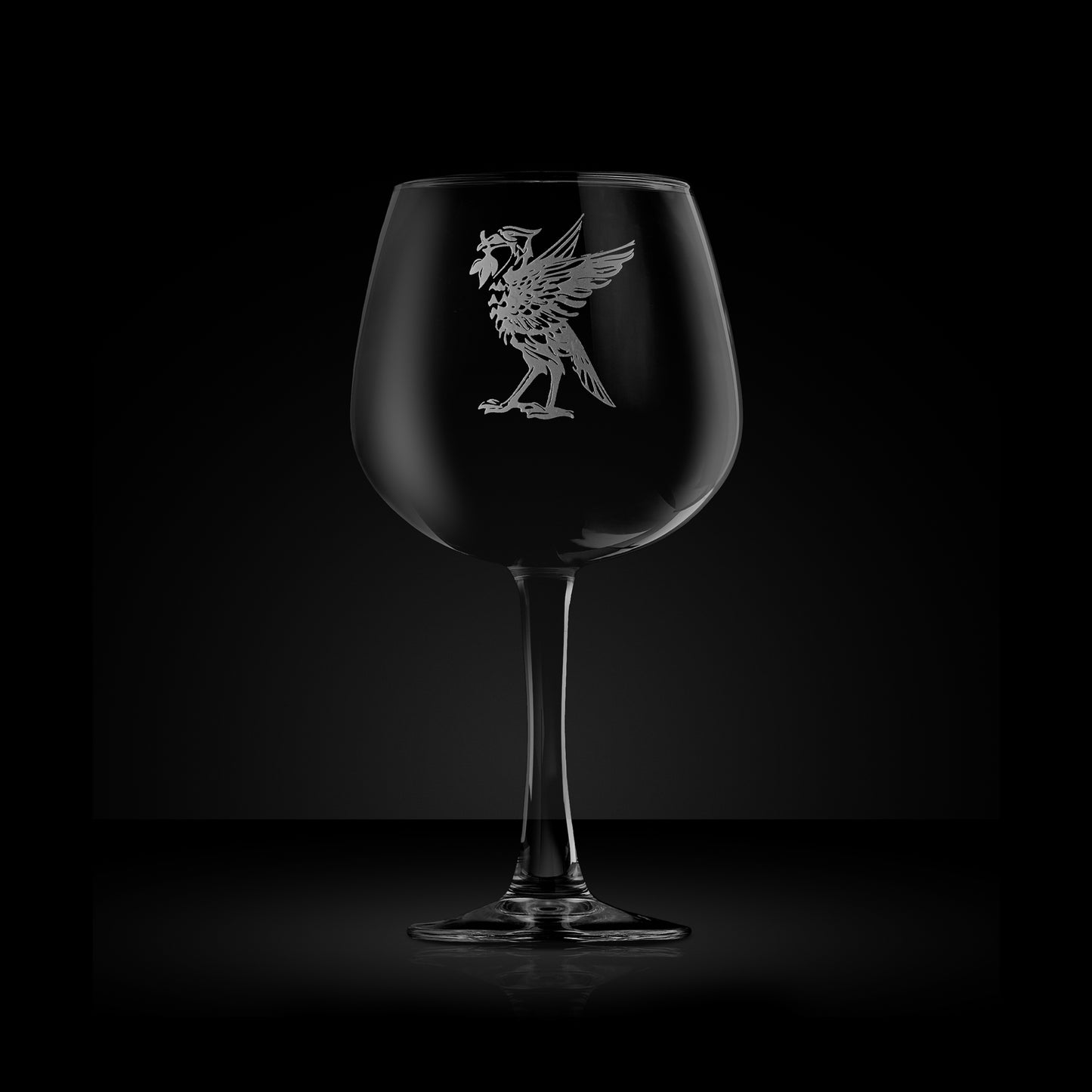 balloon gin glass engraved with a liverbird