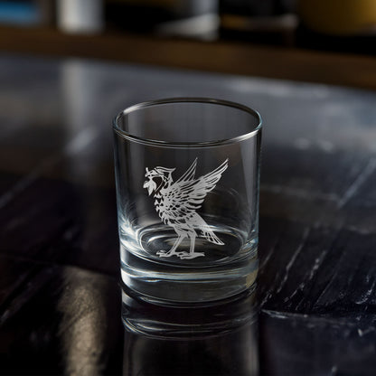 engraved whisky glass featuring Liverpool's iconic liverbird