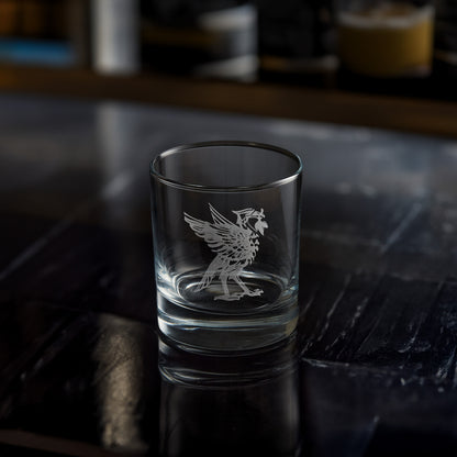 etched whisky glass featuring liverpool liverbird bertie