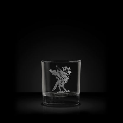 engraved whisky glass featuring liverpool liverbird bertie