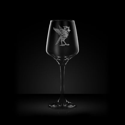 liverpool wine glass engraved with liverbird bertie