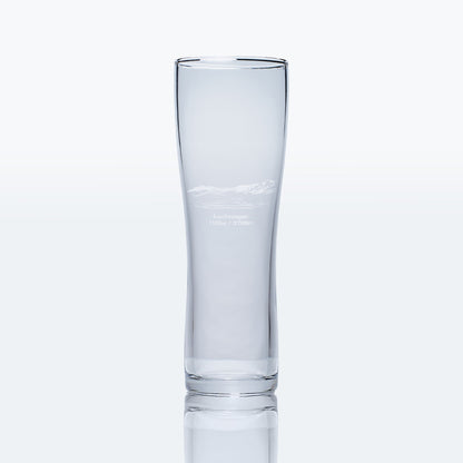 engraved pint glass etched with lochnagar's meikle pap can carn summit