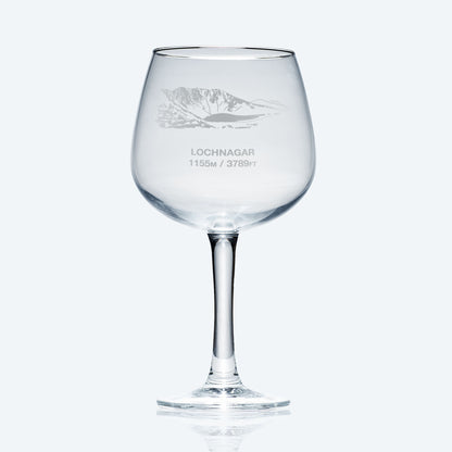 engraved mountain gin glass etched with lochnagar's north corrie