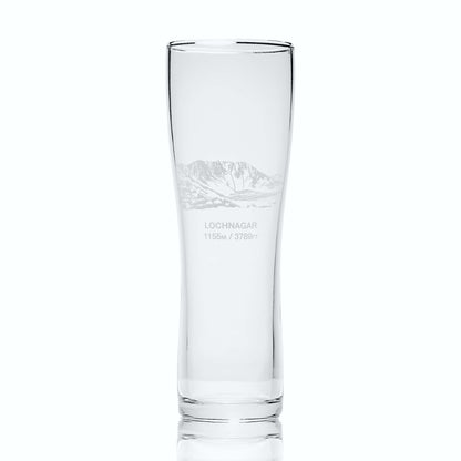 Lochnagar engraved pint glass featuring an illustration of the North Corrie