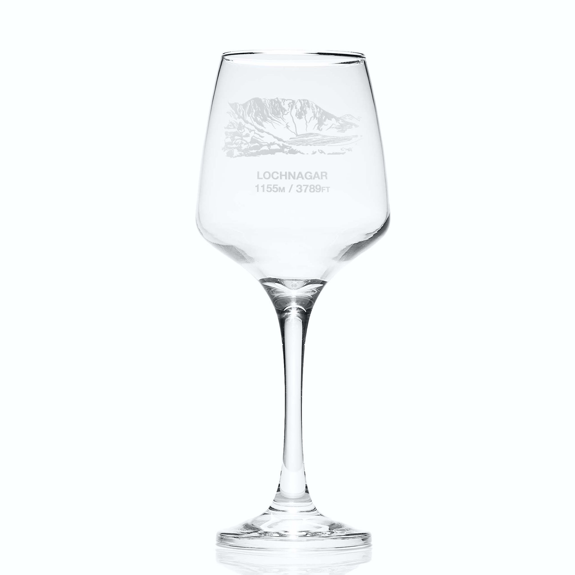 North Corrie in Lochnagar engraved on a wine glass