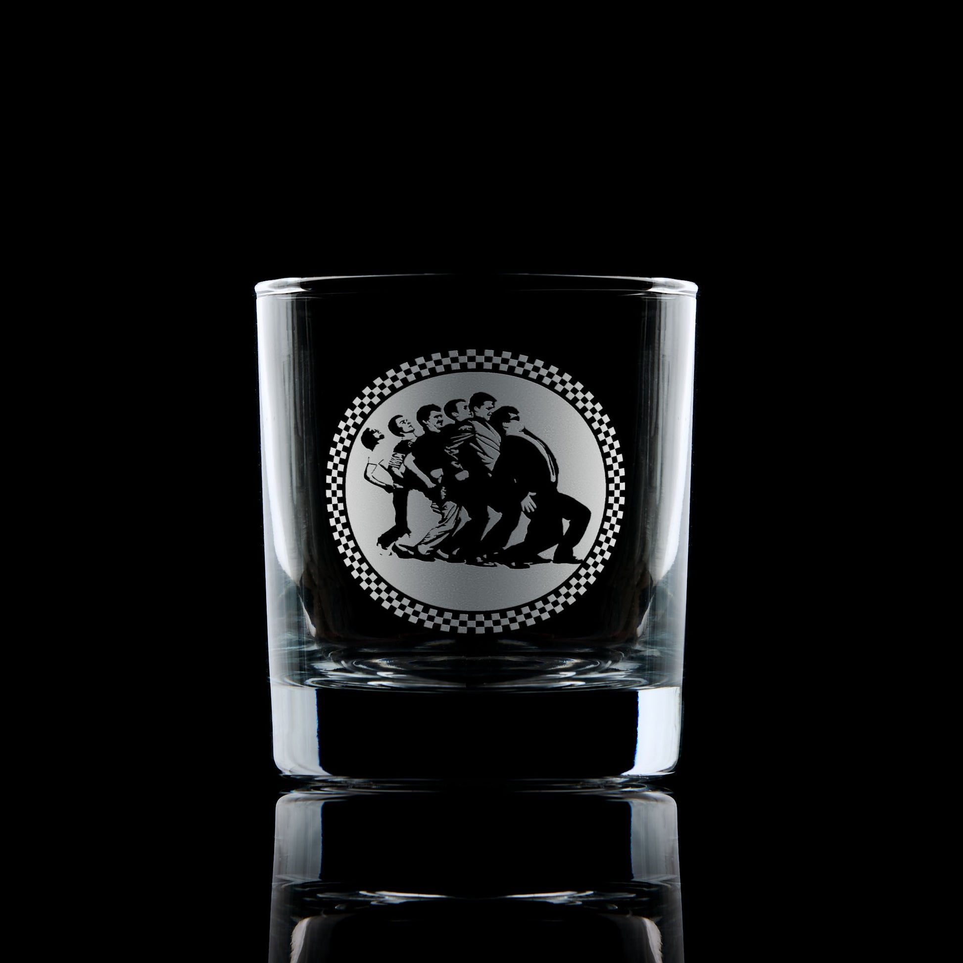 whisky glass engraved with madness nutty boys