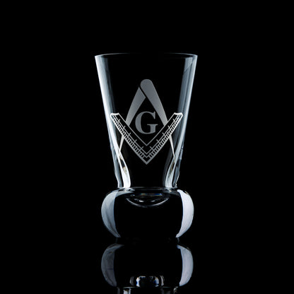 masonic firing glass engraved with a entered apprentice square and compass