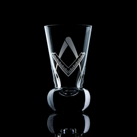 masonic firing glass engraved with a entered apprentice square and compass