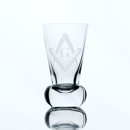 masonic firing glass engraved with a entered apprentice square and compass