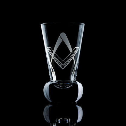 masonic firing glass engraved with a fellowcraft square and compass