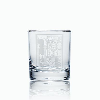 Masonic whisky glass engraved fellowcraft tracing board