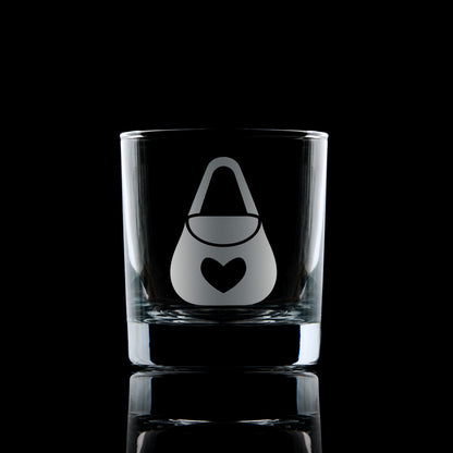 Masonic whisky glass engraved with almoners craft officer collar jewel