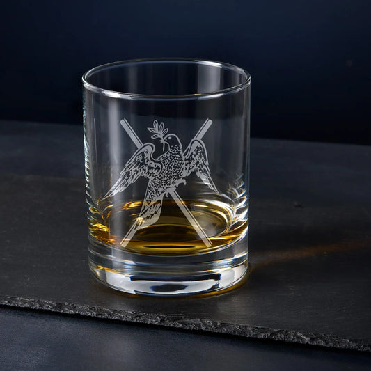 Irish Constitution Deacon whisky glass – engraved and gift boxed – black background