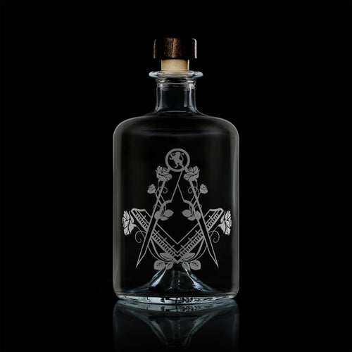 Masonic Square & Compass Engraved Drinks Decanter, National Symbols of England