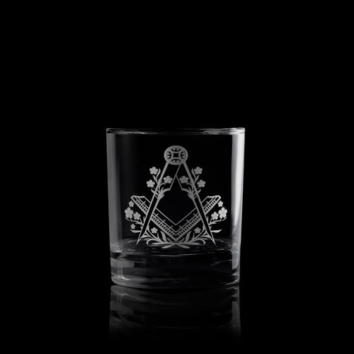 Masonic Forget-Me-Not Square & Compass Whisky Glass