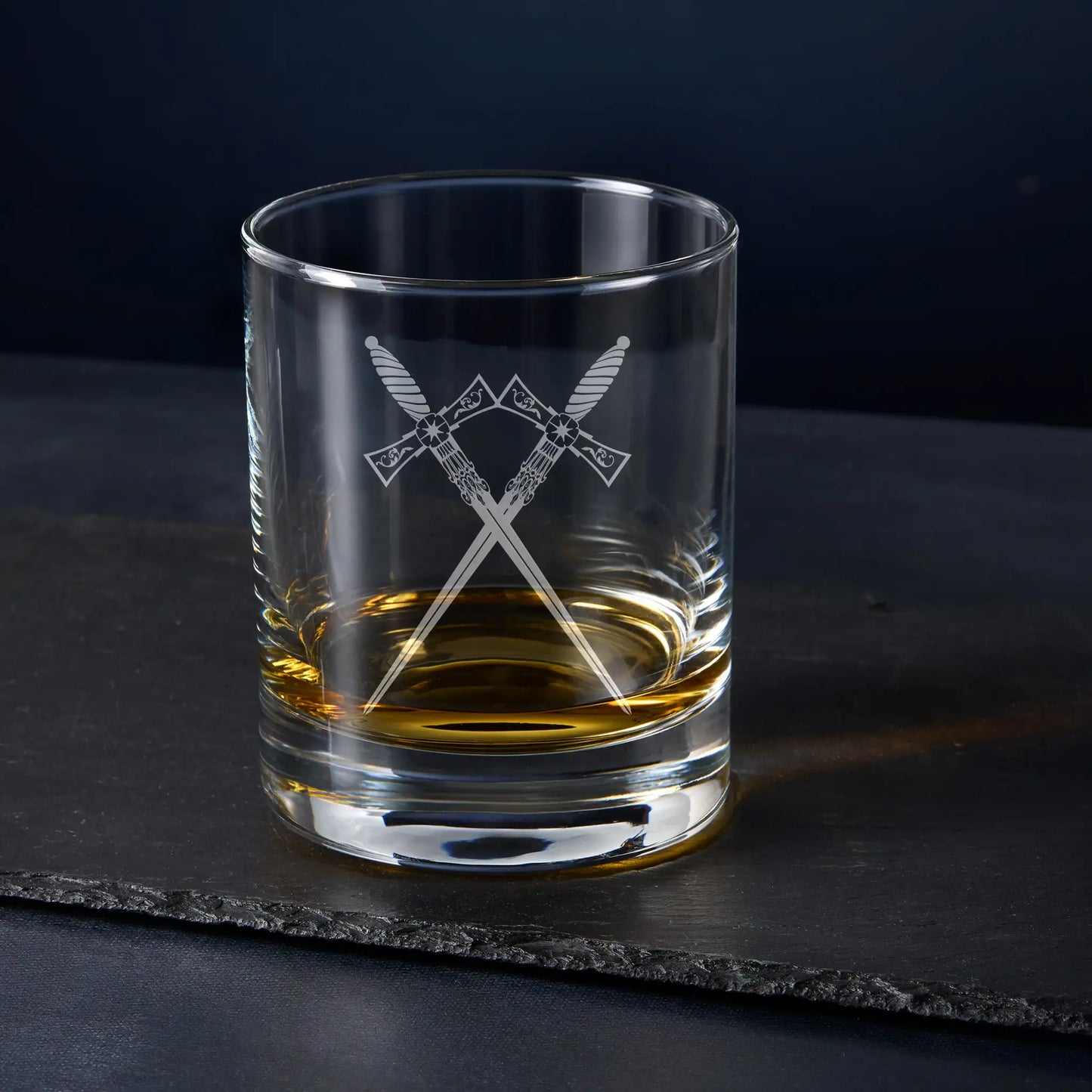 Engraved Inner Guard whisky glass –  Masonic craft officers collar jewel