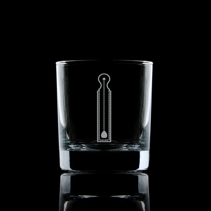 masonic whisky glass engraved with freemansory junior warden symbol